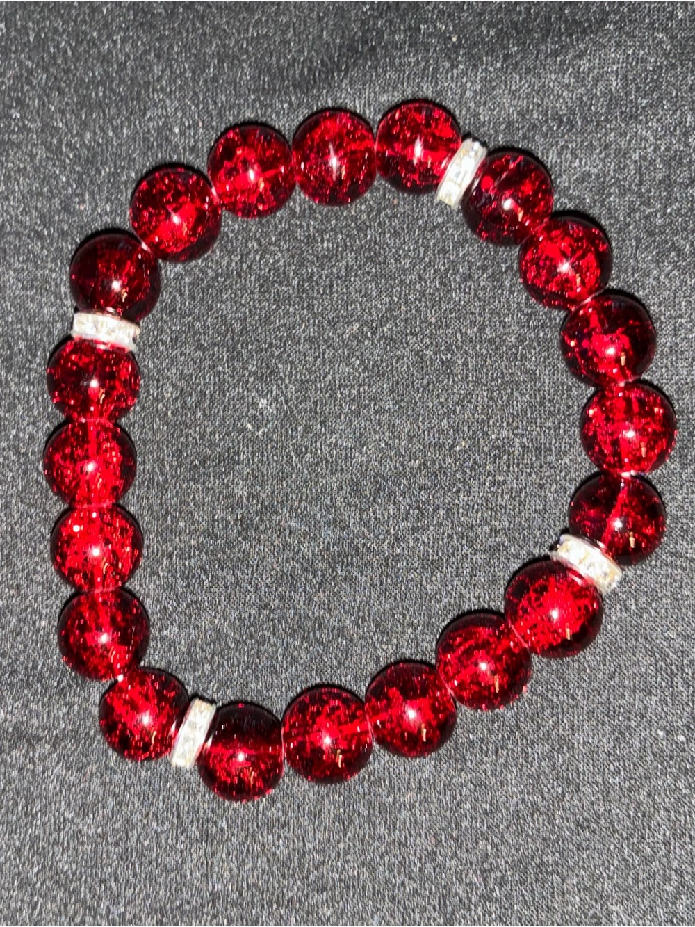 Red Crystal Bead Stretch Bracelet - Elegant Women's Jewelry